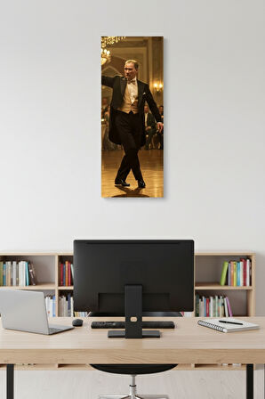 Zeybek Oynayan Atatürk Tablosu - 25x60 cm Çerçeveli UV Baskı - Atatürk Köşesi, Ofis, Ev Dekoru