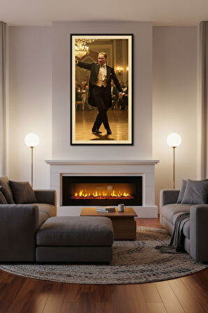 Zeybek Oynayan Atatürk Tablosu - 25x60 cm Çerçeveli UV Baskı - Atatürk Köşesi, Ofis, Ev Dekoru