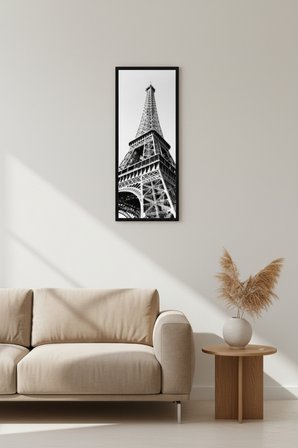 Eyfel Kulesi Temalı Çerçeveli Ahşap MDF Tablo 25x60 cm - Paris Duvar Dekoru