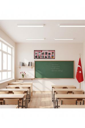 Atatürk Köşesi Tablo 60x25 cm Çerçeveli Okul Sınıf Atatürk Posteri Seti