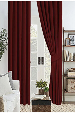 Bordo Kalın Güneşlik Blackout Kararma Fon Perde Düz Dikim