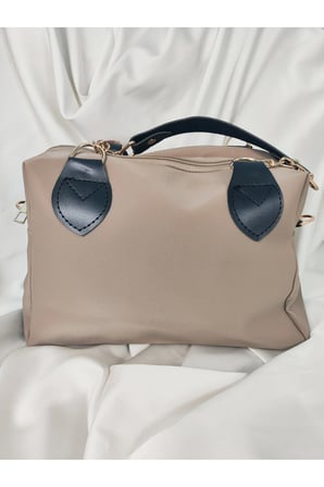 Bej Krem Fashion Yazılı Paisley Fularlı Geniş Hacim Omuz Çantası