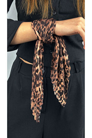 Leopar Desen, Piliseli (Katlamalı) Fular 29, 48cmx48cm