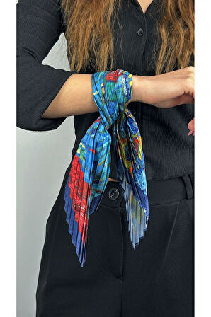 Çok Renkli, Piliseli (Katlamalı) Fular 30, 48cmx48cm