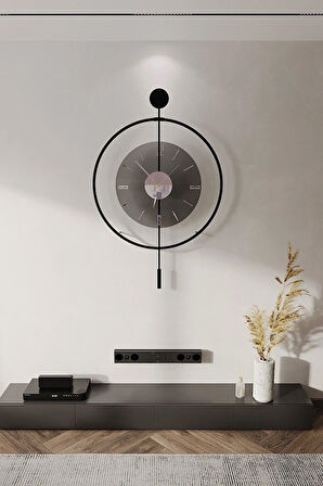 (XXL 60*80 CM) ^^Siyah-Füme Luxry '' Kırılmaz Tamper Camlı - E X C L U S I V E - Duvar Saati