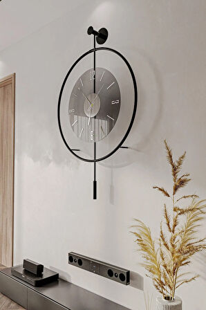 (XXL 60*80 CM) ^^Siyah-Füme Luxry '' Kırılmaz Tamper Camlı - E X C L U S I V E - Duvar Saati