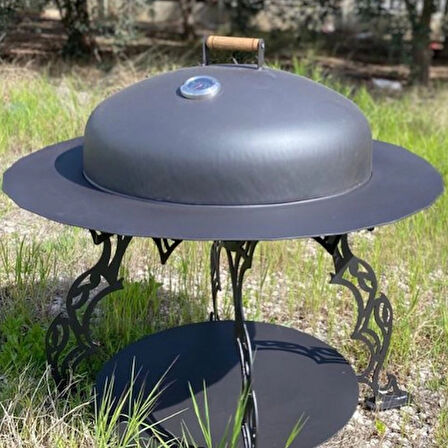 Basınç Göstergeli BBQ Kiti – Tütsü Hazneli Kapak & 60 cm Izgara