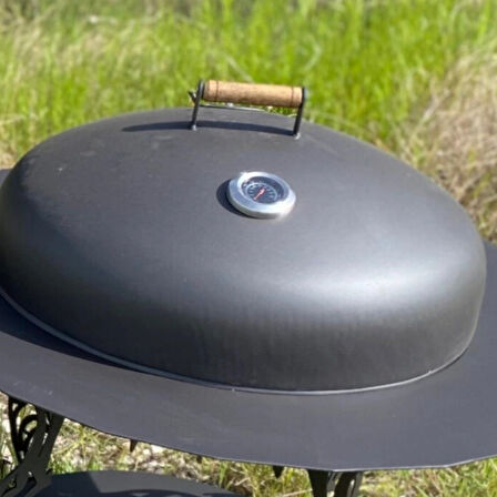 Basınç Göstergeli BBQ Kiti – Tütsü Hazneli Kapak & 60 cm Izgara