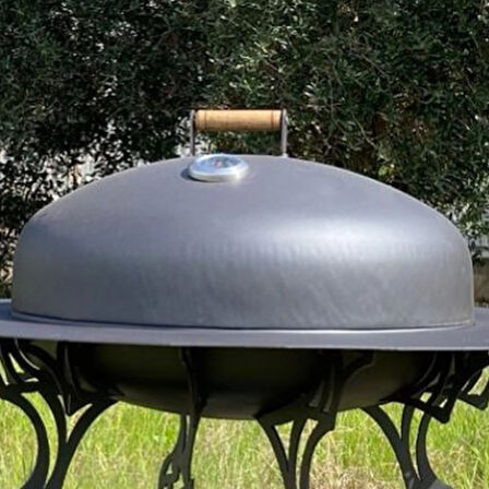 Basınç Göstergeli BBQ Kiti – Tütsü Hazneli Kapak & 60 cm Izgara