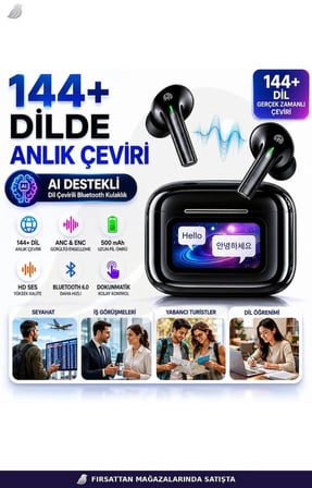 Aura AI Pro 144 Dil Aı Tercüme Kulaklık Bluetooth 6.0 Anc+Enc 500 Mah Hd Ses