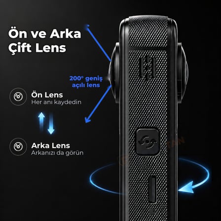 X5 Pro 360 Derece Aksiyon Kamera 4K Çift Lensli 2 x 200° Geniş Açı IPS Ekranlı Panoramik