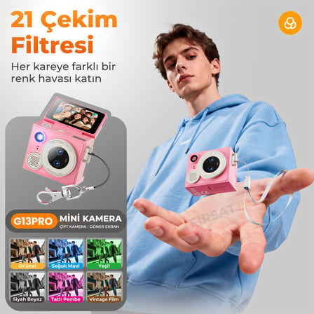 G13 Pro Mini Kamera 1080P Çift Lens Döner Ekranlı Kompakt Dijital Fotoğraf Makinesi Selfie