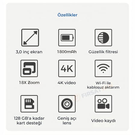 X88 Retro Dijital Fotoğraf Makinesi 4K 64MP 3,0 İnç 180 Derece Döner Ekran Makro ve Geniş Açı Lensli