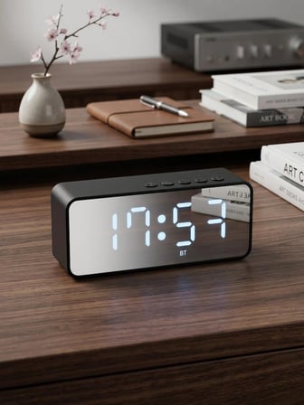 Bluetooth Kablosuz Hoparlör - Dijital Saatli, FM Radyo ve LED Ekran