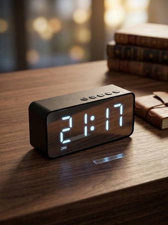 Bluetooth Kablosuz Hoparlör - Dijital Saatli, FM Radyo ve LED Ekran