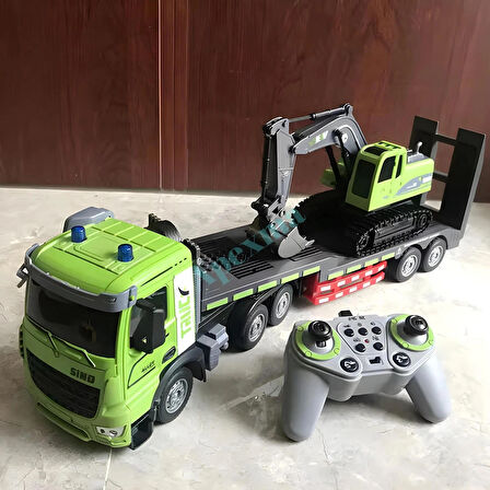 2.4GHz Uzaktan Kumandalı 1:12 Ölçek Işıklı ve Sesli Kepçe Taşıyan Tır - Oyuncak 3.7V Şarjlı Kepçe ve Tır