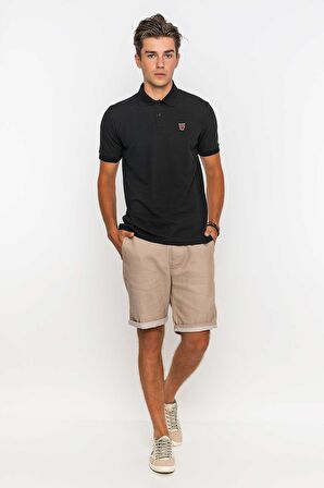 Redowl Erkek Polo Yaka Slim Fit Tişört-Siyah-XL