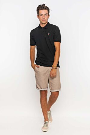 Redowl Erkek Polo Yaka Slim Fit Tişört-Siyah-XL