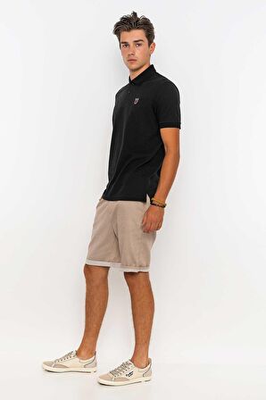 Redowl Erkek Polo Yaka Slim Fit Tişört-Siyah-XL