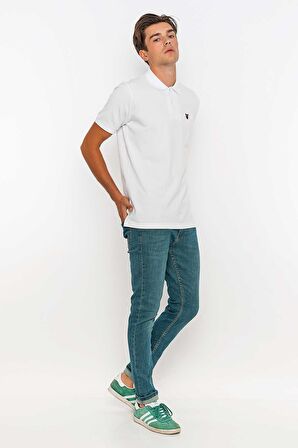Redowl Erkek Polo Yaka Slim Fit Tişört-Beyaz-XL