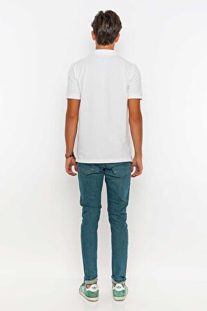 Redowl Erkek Polo Yaka Slim Fit Tişört-Beyaz-XL