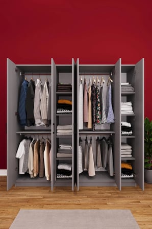 Asra Trend MDF 6 Kapaklı Gardırop - 180×180×47cm, 10 Raflı Düzenleyici Çok Amaçlı Dolap, G-06