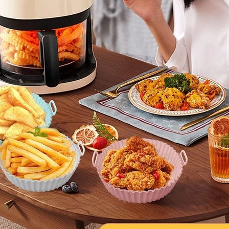 Renkli Isıya Dayanıklı Yıkanılabilir Silikon Fırın Ve Airfryer Yuvarlak Model Pişirme Matı  Cm