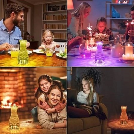 Sürahi Model USB Şarjlı Kumandalı  Farklı Işık Modlu Masa Üstü Kristal Akrilik Lamba Led