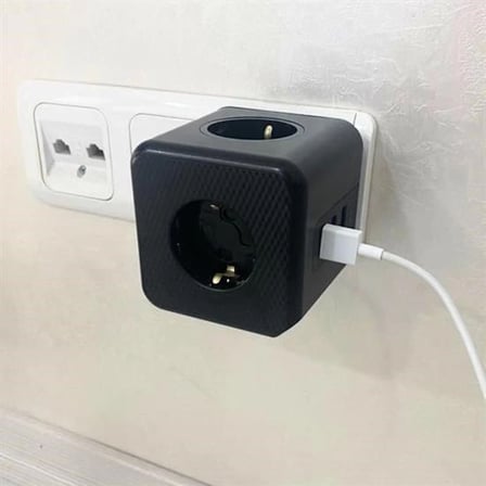 Isıya Dayanıklı Termal Akım Korumalı ve Çocuk Korumalı  Priz Girişli  USB Girişli Küp Priz