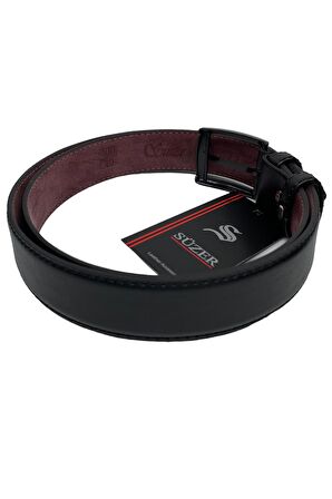 Siyah Çocuk Boy Suni Deri Düz Model 3 cm. Genişlik Klasik Kemer - G1-23HZ