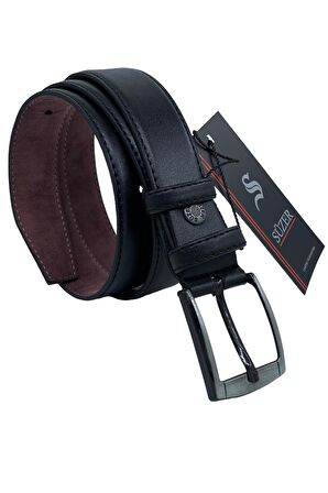 Siyah Çocuk Boy Suni Deri Düz Model 3 cm. Genişlik Klasik Kemer - G1-23HZ
