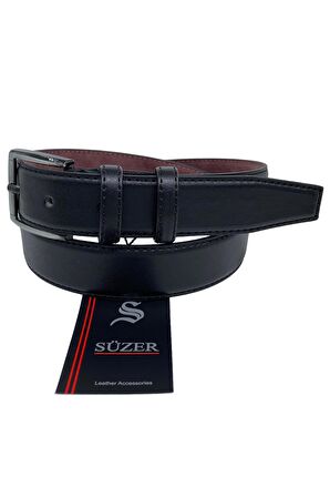 Siyah Çocuk Boy Suni Deri Düz Model 3 cm. Genişlik Klasik Kemer - G1-23HZ