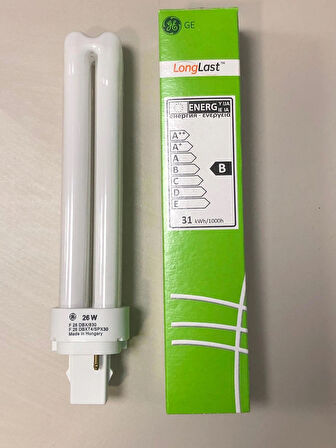 10 ADET  G/E PLC LAMBA 26W/830 2P 3000 KELVİN 1800 LÜMEN SARI
