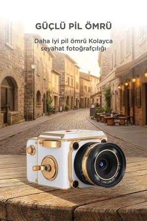 Delux Serisi Vlog Hediyelik Görsel Vintage Dijital Kamera CMR48 Beyaz