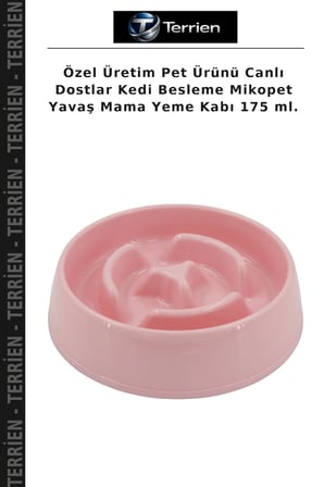 Özel Üretim Pet Ürünü Canlı Dostlar Kedi Besleme Mikopet Yavaş Mama Yeme Kabı 175 ml.