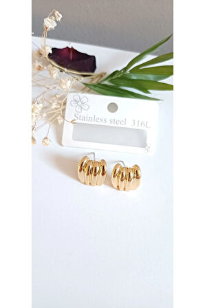 ÇELİK KÜPE KADIN ÇELİK ÇOKLU GÖRÜNEN 316L TREND PASLANMAZ ÇELİK KÜPE RENK GARANTİLİ KIKIRDAK