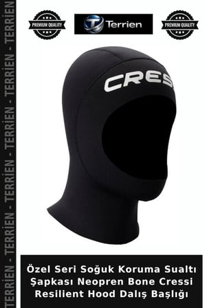 Özel Seri Soğuk Koruma Sualtı Şapkası Neopren Bone Cressi Resilient Hood Dalış Başlığı 3MM - 2XL