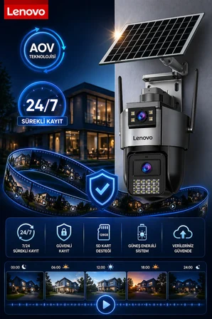 2 Kameralı Sim Kartlı Solar Panelli AOV Sürekli Kayıt Yapabilen Gece Görüşlü Güvenlik Kamerası
