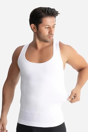 Premium Şekillendirici Günlük Spor Erkek Beyaz Sıkılaştırıcı Korse Atlet