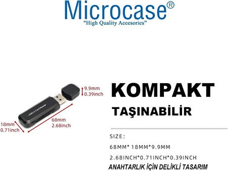 Microcase USB 3.0 Çift Yuvalı 512 GB Destekli TF / SD Kart Okuyucu AL4474