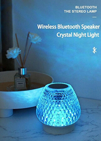 Renkleri Dokunmatik Değişebilen Kristal Gece Lambası ve Hoparlör Bluetooth Müzik Çalar 