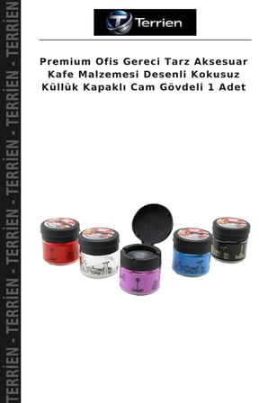 Premium Ofis Gereci Tarz Aksesuar Kafe Malzemesi Desenli Kokusuz Küllük Kapaklı Cam Gövdeli 1 Adet