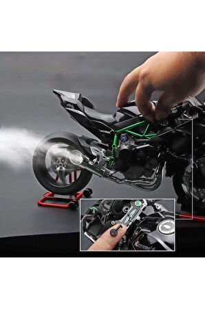 KAWASAKİ H2R 1/6 MOTOR MAKET - İSİKLİ SESLİ BENZİNLİ EGZOZ DUMANLİ (VİDEOYU İZLEYİN)