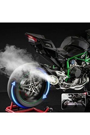 KAWASAKİ H2R 1/6 MOTOR MAKET - İSİKLİ SESLİ BENZİNLİ EGZOZ DUMANLİ (VİDEOYU İZLEYİN)