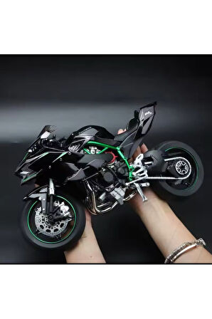 KAWASAKİ H2R 1/6 MOTOR MAKET - İSİKLİ SESLİ BENZİNLİ EGZOZ DUMANLİ (VİDEOYU İZLEYİN)