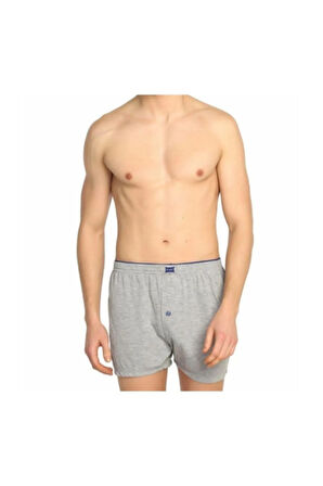 Erkek Lacivert 6'lı Paket Penye Önden Düğmeli Boxer