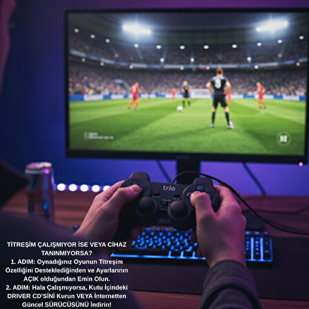 Trio TR-900 Çift Titreşimli (Double Vibration) USB PC Gamepad Joystick