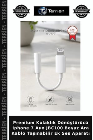 Premium Kulaklık Dönüştürücü İphone 7 Aux JBC100 Beyaz Ara Kablo Taşınabilir Ek Ses Aparatı