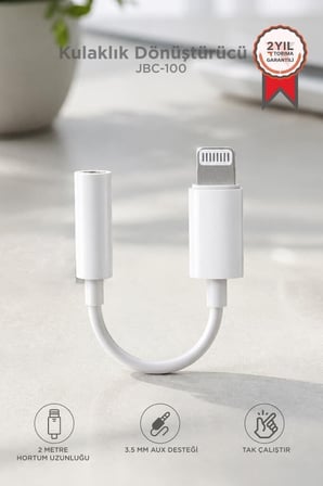 Premium Kulaklık Dönüştürücü İphone 7 Aux JBC100 Beyaz Ara Kablo Taşınabilir Ek Ses Aparatı