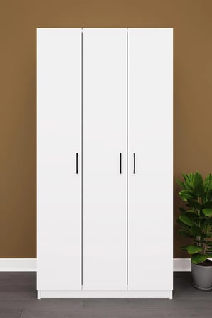 Asra Trend MDF 3 Kapaklı Gardırop - 90×180×47cm, 5 Raflı Düzenleyici Çok Amaçlı Dolap, G-07